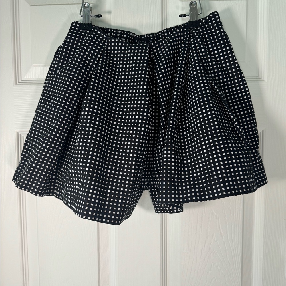 Kate Spade Saturday Paper Bag Shorts Black and White Check Pattern Size XSmall